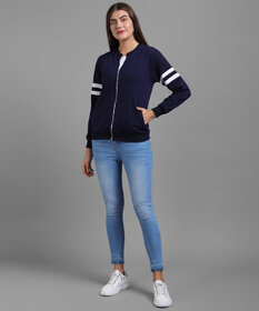 Vivient Women Navy Plain Chain Pullover