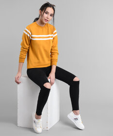 Vivient Women Yellow Front Stripe Pullover