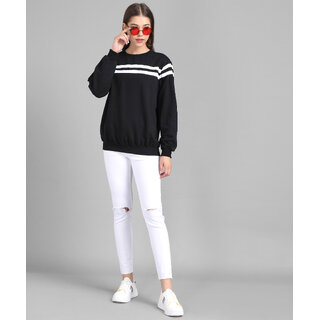 Vivient Women Black Front Stripe Pullover