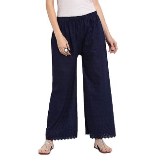 29K Pack of 1 Navy Blue Cotton Palazzo - (ME-CP-NAVY-001)
