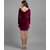 Vivient Women Wine Velvet Short Dress