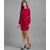 Vivient Women Pink Velvet Short Dress