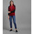 Vivient Women Maroon Black Sleeves Stripe Sweatshirt