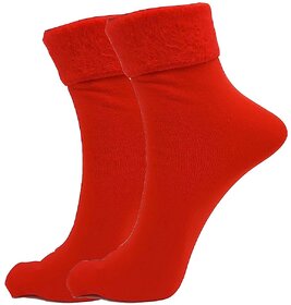 29K Warm Winter Stylist Latest velvet Socks for Women and Girls - Red