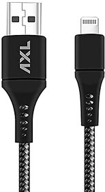 AXL CB-51 Lightning Round Braided Sync/Charging Cable for IOS with 3Amp Outputxe2x80x93 1 Meter (Black)