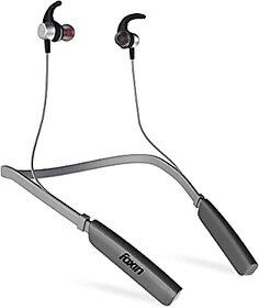 Foxin FoxBeat 140 Wireless Neckband with Mic 25 Hours Playtime Enhanced Bass Magnetic Metal Earbuds Bluetooth 5.0 Voice Assistant Made in India(Graphite Grey).