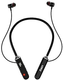 Foxin FoxBeat 150 Wireless Bluetooth 5.0 Upto 25 Hours Working Time Digital Display Lightweight Ergonomic Neckband Voice Asistence IPX4 Sweat-Resistant Magnetic Earbuds (Shoot Black).