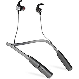 Foxin FoxBeat 140 Wireless Neckband with Mic 25 Hours Playtime Enhanced Bass Magnetic Metal Earbuds Bluetooth 5.0 Voice Assistant Made in India(Graphite Grey).