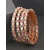 Pink Green CZ Rosegold Plated 4pc Bridal Bangle Set