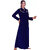 Women's Wool Woolen Nighty Nightgown Solid Embroidered Shaneel/Velvet wool Nightdress Night Maxi for Winter (Navy Blue)