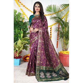 SVB Saree Purple Embellished Silk Saree