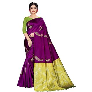 SVB Saree Purple Embellished Silk Saree