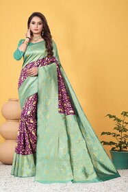 SVB Saree Purple Embellished Silk Saree