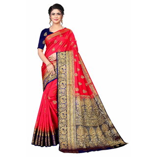 SVB Saree Red Embellished Silk Saree