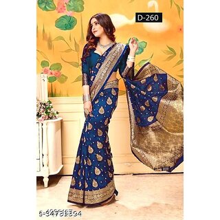 SVB Saree Blue Embellished Silk Saree