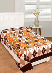 UnV Classical Printed Single Size Fleece Blanket (Brown)