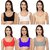 PANEERI Pack of 6 Women Sports Non Padded Bra (Multicolor)