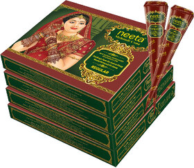 Neeta Mehendi Cone Henna Temporary Tettoo Mehendi (Pack of 48 Pcs)