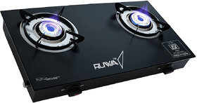Ruwa 2 Burner Glass top, Manual Gas stove - ISI CERTIFIED