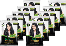Nisha Quick Color Henna Based Hair Color With Herbal Protection  No Ammonia 10GM Natural Black (Pack of 10)