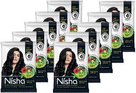 Nisha Natural Henna Based Hair Color Henna 10gm Each Pack Natural Black  (Pack of 10)