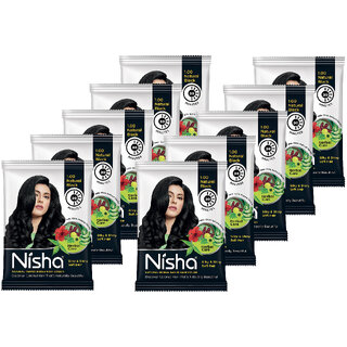 Nisha Natural Henna Based Hair Color Henna 10gm Each Pack Natural Black  (Pack of 10)