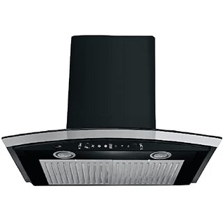 Ruwa 60cm 1200m3/hr Auto Clean Curved Glass Kitchen Chimney with Motion Sensor and Touch Control with Installation Kit.