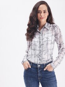 Purys Women Brown Georgette Printed Casual Shirt