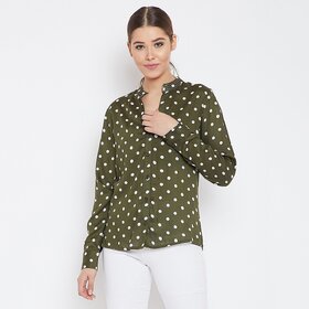 Purys Women Green Rayon Printed Casual Shirt