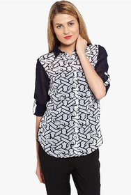 Purys Women White Poly Cotton Printed Formal Shirt