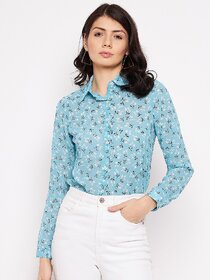 Purys Women Grey Georgette Printed Casual Shirt