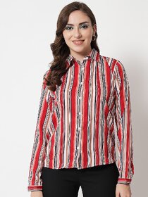 Purys Women Multicolor Poly Cotton Striped Casual Shirt