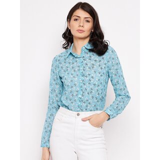 Purys Women Grey Georgette Printed Casual Shirt