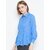 Purys Women Blue Polyester Solid Casual Shirt