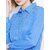Purys Women Blue Polyester Solid Casual Shirt