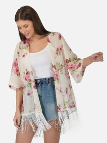 PURYS White Floral Shrugs for Women