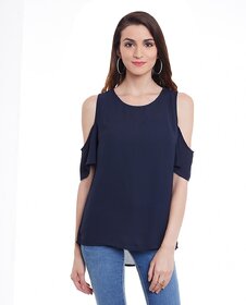 Purys Women Dark Blue Solid Regular Top