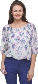Purys Women White Floral Regular Top