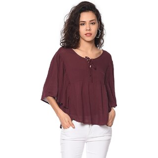 Purys Women Maroon Solid Kaftan Top