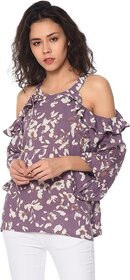 Purys Women Purple Floral Regular Top