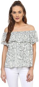 Purys Women White Printed Layered Top