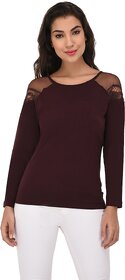 Purys Women Maroon Solid Regular Top