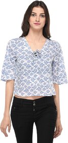Purys Women White Printed Boxy Top