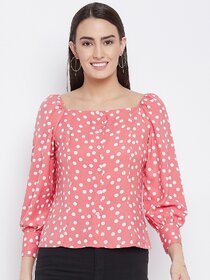 PURYS Women White Printed Basic Top