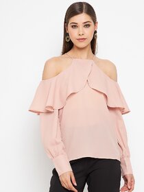 PURYS Women Brown Solid Basic Top