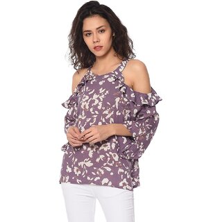 Purys Women Purple Floral Regular Top