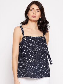 PURYS Women Blue Printed Basic Top