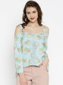 Purys Women Blue Printed Regular Top