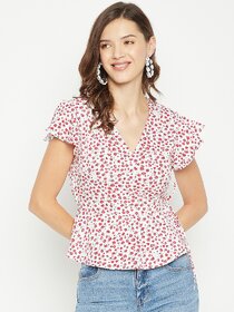 PURYS Women Multicolor Printed Wrap Top
