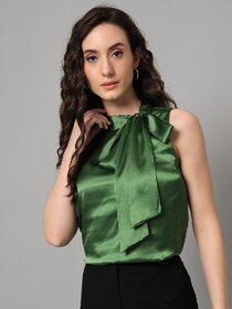 PURYS Women Green Solid Regular Top